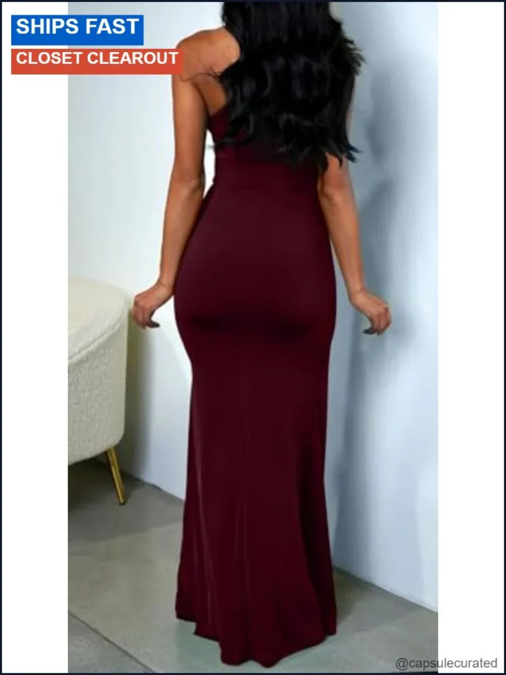 One Shoulder Bodycon Maxi Dress Sleeveless Evening Cocktail Party